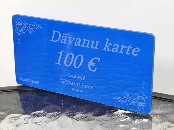 Organiskais stikls 3mm blue, gravējums. Dāvanu karte.